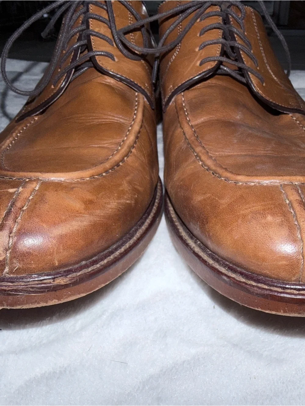 Joseph Abboud Tan Leather Lace-Up Dress Oxfords